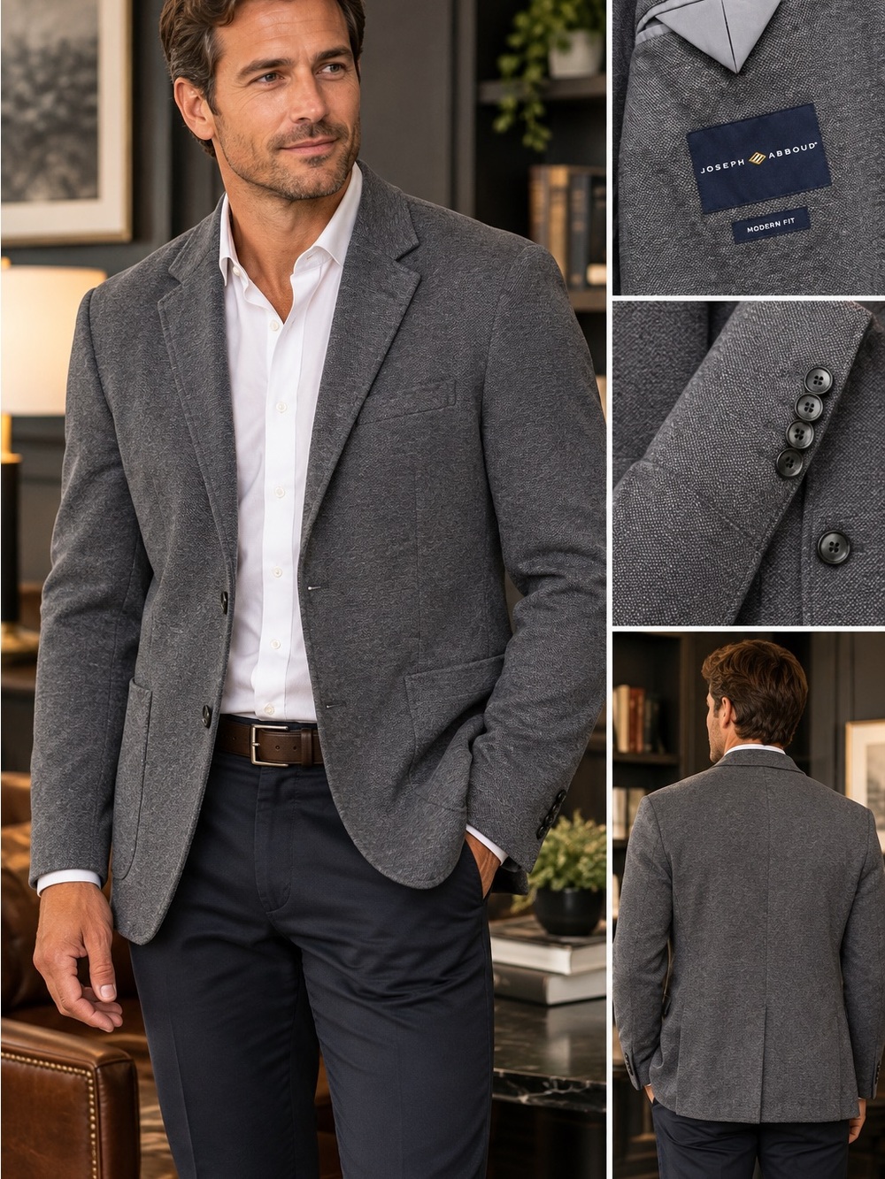 Joseph Abboud Charcoal Gray Modern Sport Coat
